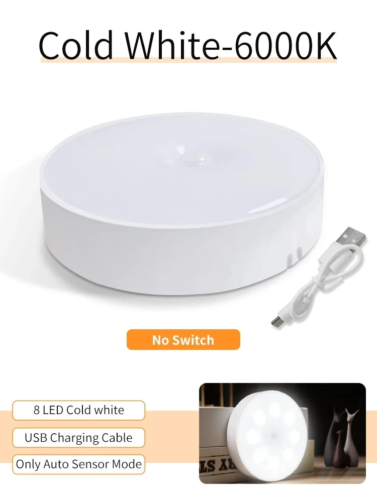 Smart Motion Sensor Light Usb Rechargeable Cabinet Lights Warm Light White Light For Kitchen Stairs Hallway Closet Bedroom Lamp