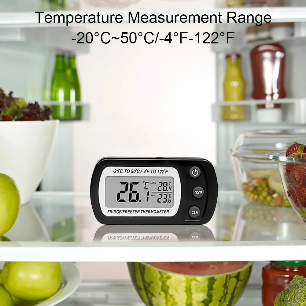 Digital Freezer Room Thermometer Max/Min Record Waterproof Fridge Thermometer Magnetic Back& Hook for Kitchen Home Restaurant