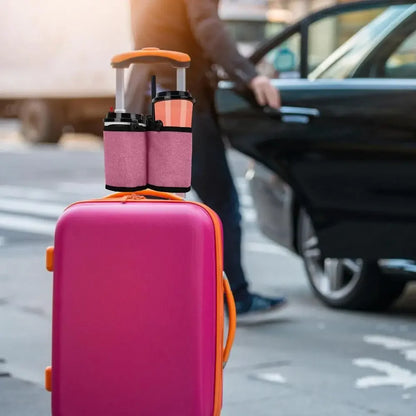 Travel Luggage Cup Holder Durable Free Hand Suitcase Drink Bag Travel Milk Tea Coffee Mugs Holder Fits All Suitcase Handles