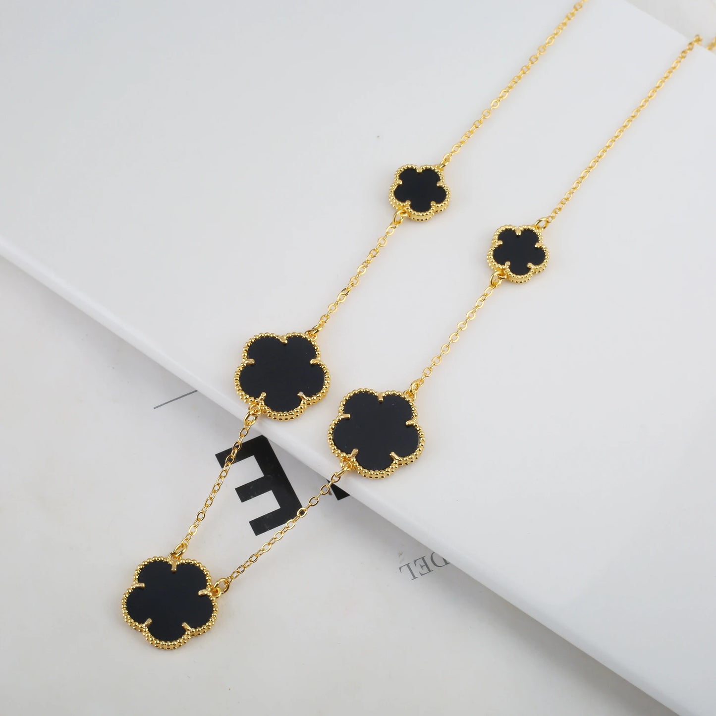 Irregular New Double Sided Natural Stone Shell Plant Five Leaf Flower Jewelry Set Necklace Earrings Women's High Quality Clover