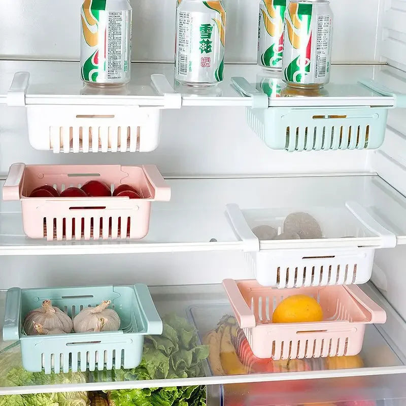 Fridge Organizer Drawer-Storage Rack Refrigerator-Storage Basket Flexible Expandable Storage Fresh Box Freezer Box Organize