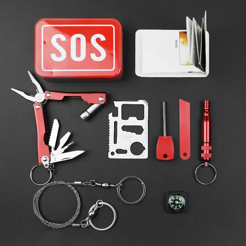 Outdoor Survival Kit Emergency Gear Set, SOS Tool for Camping Hiking Adventure - Lightweight Durable,Camping, Hiking, Adventure