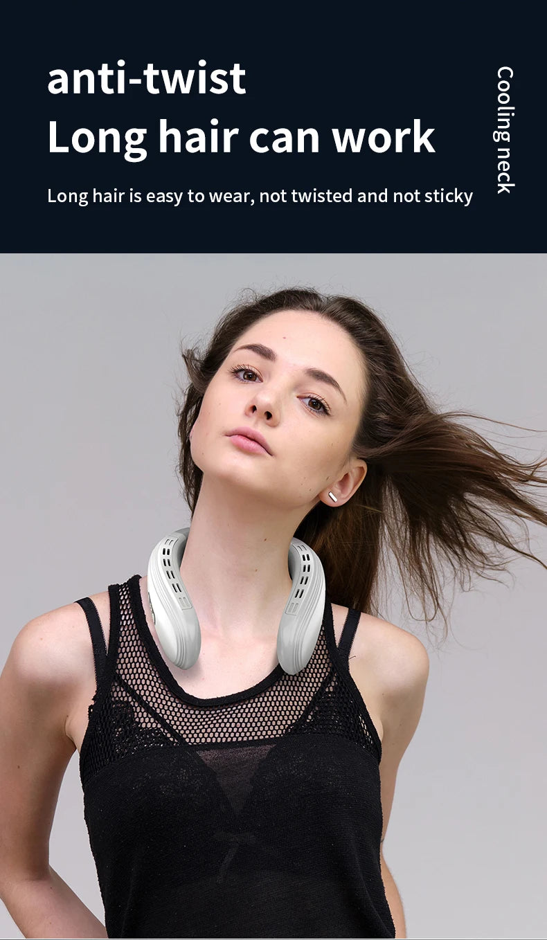 New Wearable Neck Fan Hanging Neck Fan Rechargeable Semiconductor Cooling Bladeless Fan Outdoor Personal Fan Wearable Cooler