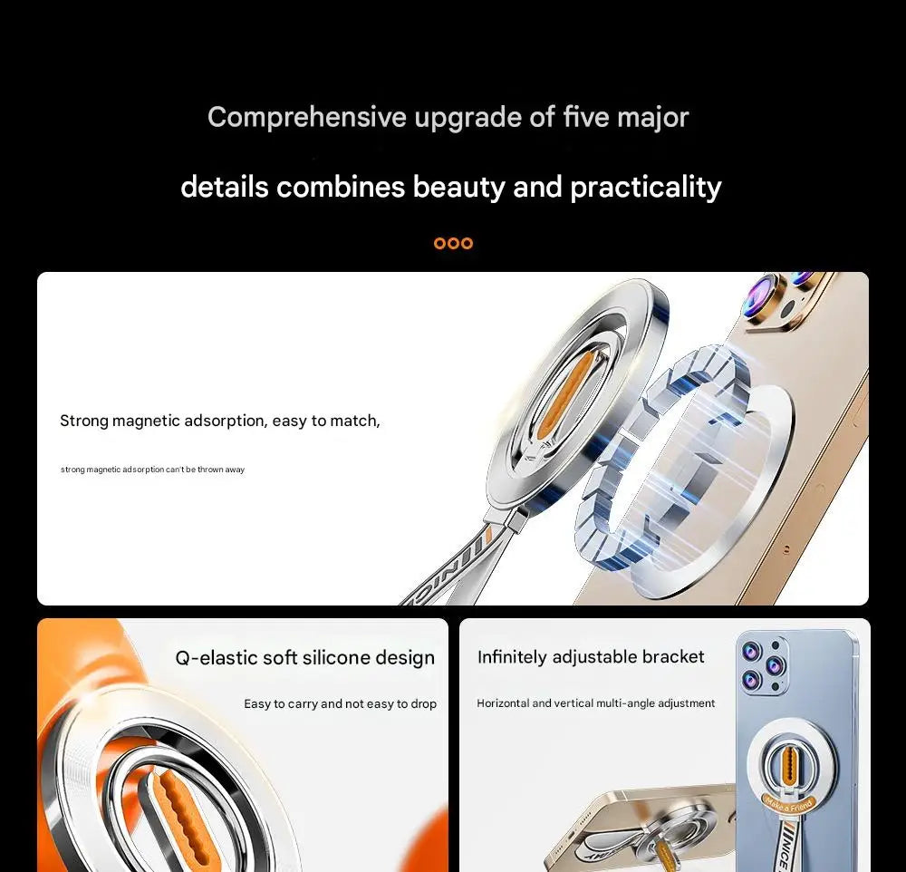 for MagSafe Car Mount, 3-in-1 Upgraded Magnetic Phone Ring Holder Grip Kickstand Car  with MagSafe Accessories for IOS & Android