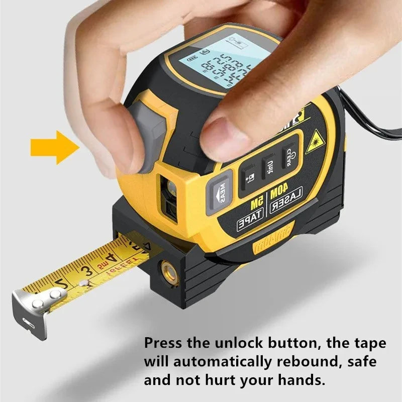 Laser Tape Measure 3In1 Digital Tape Measure 40/60M High Infrared Precision Rangefinder Steel Measuring with Large Display Tool