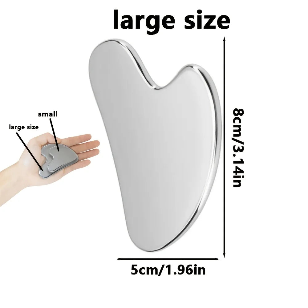 Facial Tool Gua Sha Board Beauty Skin Care Stainless Steel GuaSha Massage Tool Natural Universal Facial Silver Metal