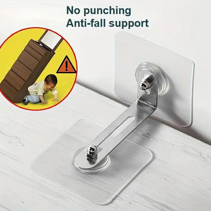 Furniture Anchors Strong Self-adhesive Fixed Prevent Dumping Device No punching Safety Anti Overturning Cabinet Buckle Anchors
