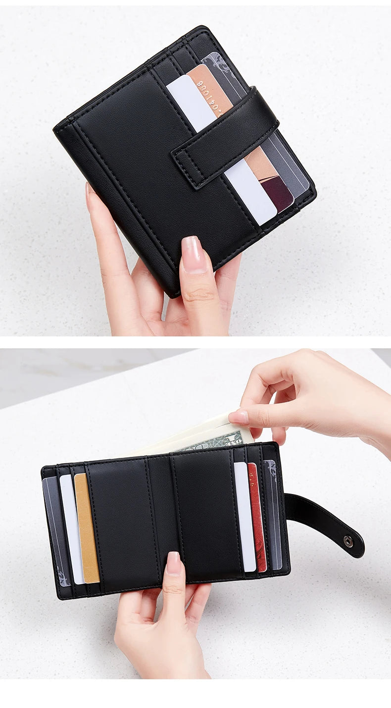 RFID Anti-blocking Wallet for Women, Multi-Card, Credit Card Bag, Lightweight and Simple, Short Buckle, Small, Fashion Wallet