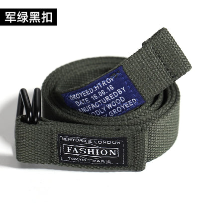 Double-loop belt men and women belt INS double-loop tide double-loop canvas Korean version of young students casual outdoo
