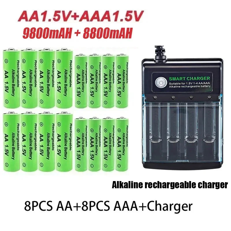 Original Rechargeable Battery 1.5V AA9800mAh+AAA8800mAh+Charger for Computer Clock Radio Video Game Digital Camera AA AAAbattery