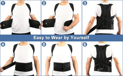 Professional Back Brace for Women and Men Posture Corrector Improve Posture Lumbar Support Shoulder Lower Upper Back Pain Relief