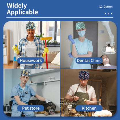 Printing Clinic Pharmacy Work Hat Dentistry Operating Room Doctor Scrubs Hats Adjustable Medical Nurse Accessories Surgical Caps