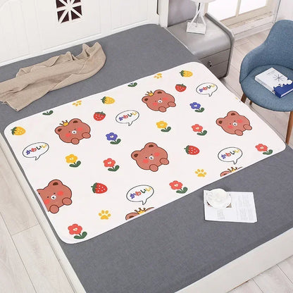 Newborn Cartoon Urine Pad Portable Cute Double Sided Bed Mat Waterproof Washable Diaper Changing Pad Children Diaper Products