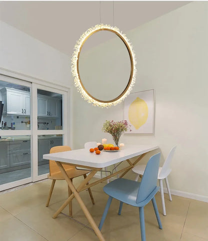 HYN Decorative Chandelier Postmodern Brass Front Desk Circular Art Reception Room Exhibition Hall Crystal Lamp