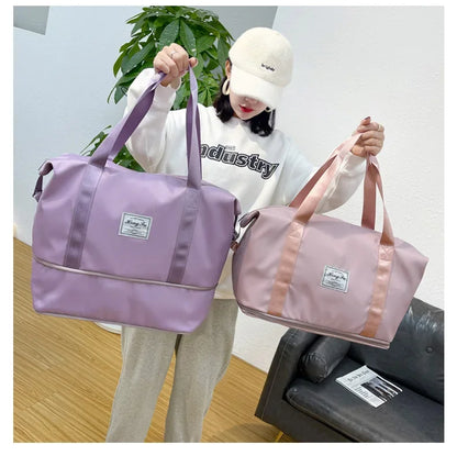 Carry On Travel Duffle Bag  Waterproof Sports Gym Tote Bags for Women Large Capacity Storage Luggage Handbag