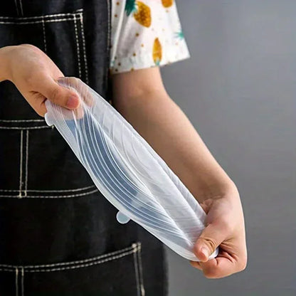 6pcs Silicone Stretch Lids, Food Bowl Covers, Reusable Food Saving Cover, Stretchable Multifunctional Fruit And Vegetable