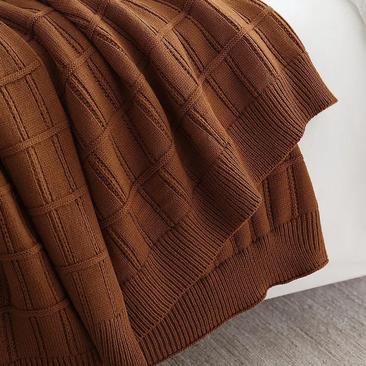 American-Style Thickened Knitted Wool Cover Blanket Solid Color Simple Bed End Towel Blanket Multifunctional Decorative Blankets