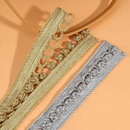 1 Yards Floral Embroidered Lace Ribbon DIY Apparel Sewing Fabric Gold Handmade Crafts Materials