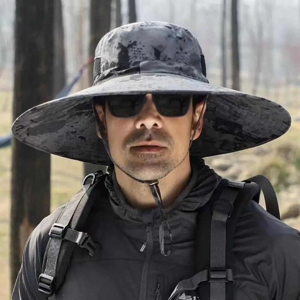 Fishing foldable sun visor Wide Brim Waterproof  Bucket Hat Sun Men Cap  Tactics