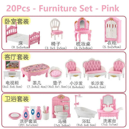 Hot Sale Cute Kawaii Pink 10 Items/Lot Miniature Dollhouse Furniture Accessory Kids Toys Kitchen Cooking Things For Girl Gifts