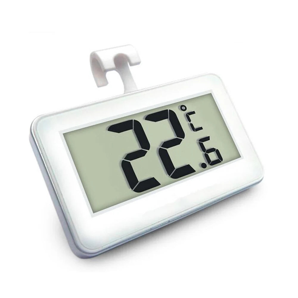 Digital Refrigerator Thermometer Waterproof Room Thermometer Fridge Alarm Thermometer Hygrometer with Hook Convertible