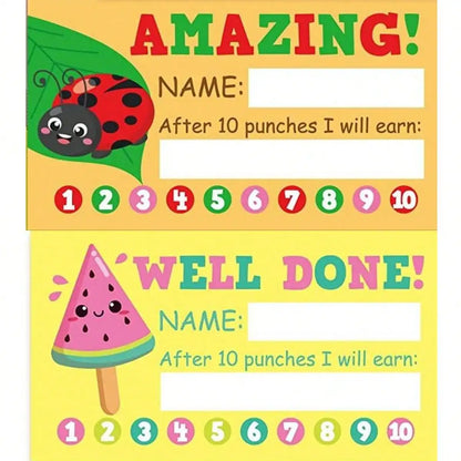 50pcs Cartoon Reward Cards Student Punch Cards  for Business Classrooms  Student Teacher Rewards Cards