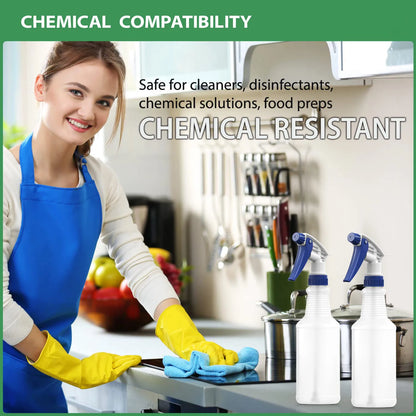 Plastic Spray Bottles, Leak Proof, Empty 16 oz.Cleaning Solutions, Adjustable Head Sprayer Fine to Stream