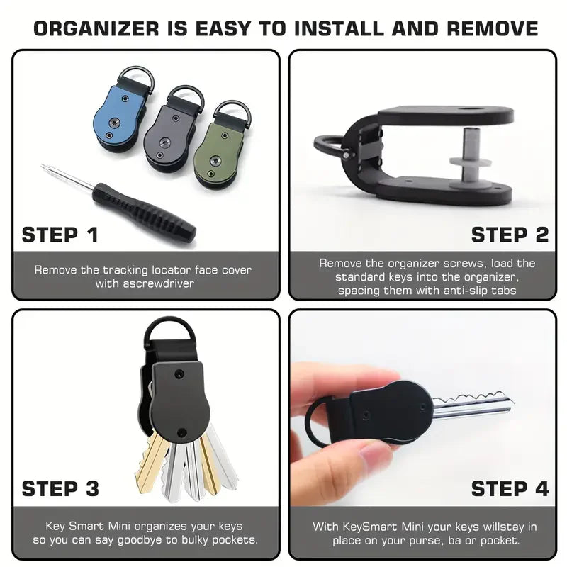 Key Organizer Compact Key Holder Metal Key Chain Minimalist key case key holder for keychain Secures 1-5 Keys