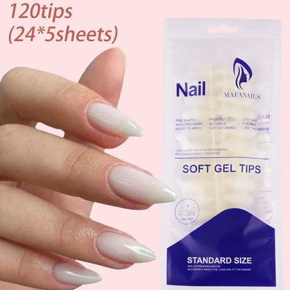 120Pcs Medium Long Square Acrylic French Fake Nails Full Cover Wearable French Press on Nails for Women Mixed Size False Nails