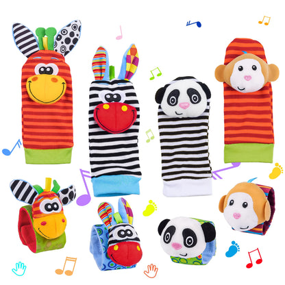 1PairBaby Toys 0-6-12 Months Cute Stuffed Animals Baby Rattle Socks Wrist Baby Rattles Newborn Toys Make Sounds Games For Babies