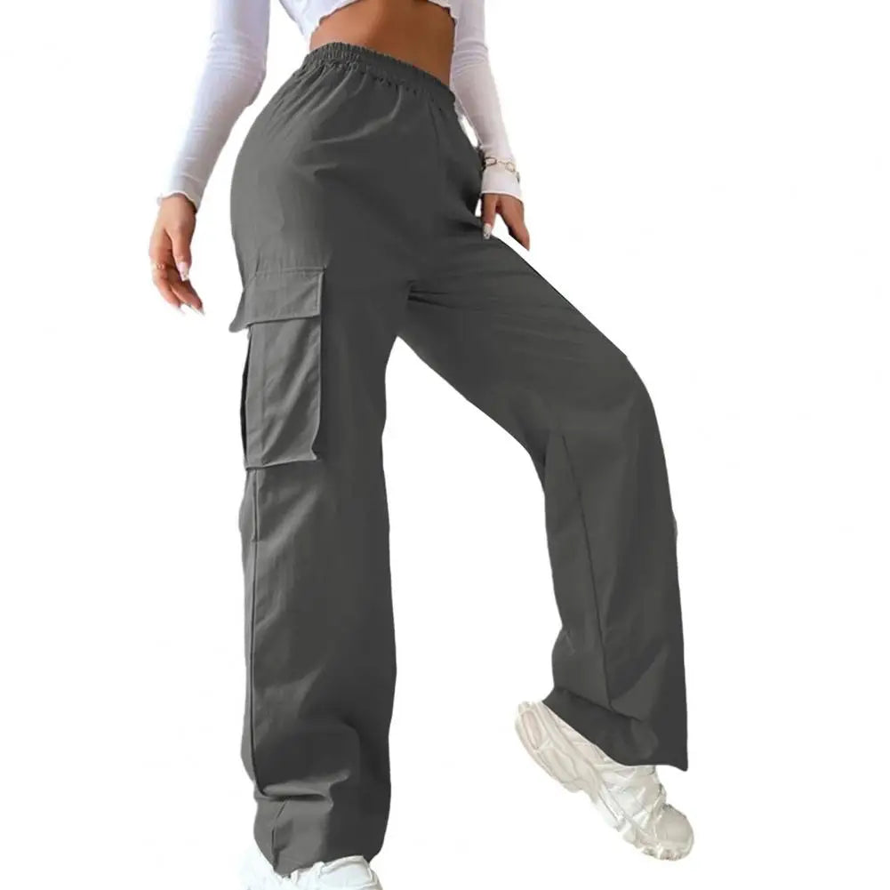 Women Cargo Pants Stylish Women's Cargo Pants Trendy Wide Leg Trousers with Elastic Waist Pockets Casual Korean for Spring