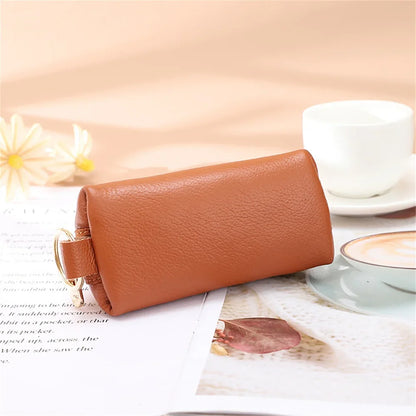 Soft Leather Key Holder Organizer Pouch Men Women Car Key Wallet House Keychain Housekeeper Key Case Zipper Bag Mini Card Bag