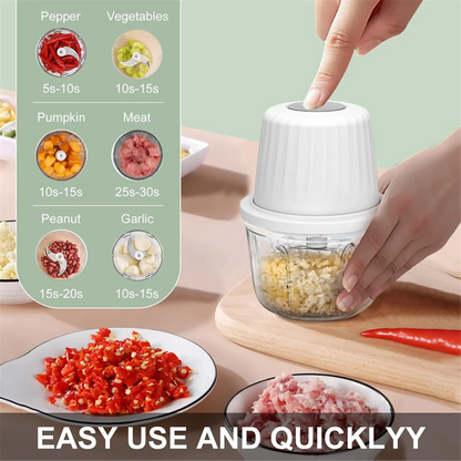 Better Quality 400ML Electric Garlic Chopper, 6 Blades Garlic Grinder Mini Vegetable Chopper, USB Portable Veggie Chopper,Garlic
