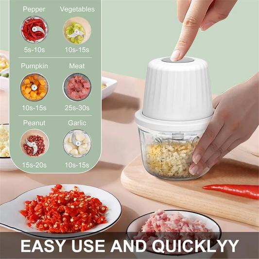Better Quality 400ML Electric Garlic Chopper, 6 Blades Garlic Grinder Mini Vegetable Chopper, USB Portable Veggie Chopper,Garlic