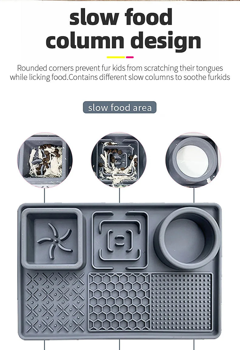 Multifunction Pet Slow Feeder Bowls Dog Licking Mat With Suction Cups For Anxiety Relief Dog Cat Water Drinking Eating Food