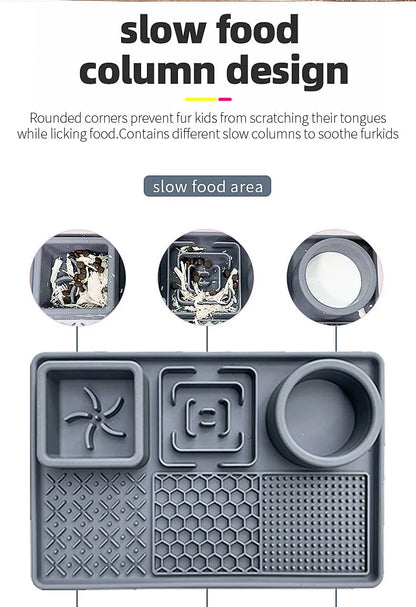 Multifunction Pet Slow Feeder Bowls Dog Licking Mat With Suction Cups For Anxiety Relief Dog Cat Water Drinking Eating Food