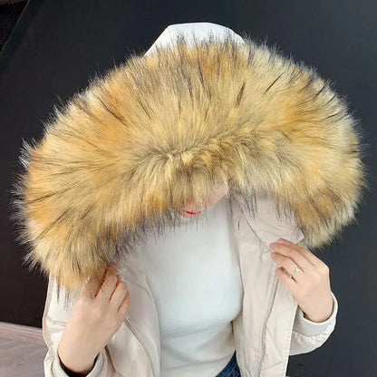 Detachable Faux Fur Collar Extra Large Warm Fake Fur Scarf Wrap Evening Cape For Winter Womens Coat Faux Fur Hood Ttrim Collar
