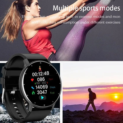 Fashion Men's Smart Watch Full Touch Screen Sports Fitness Tracker IP68 Waterproof Bluetooth Smartwatch for Men Women Smartphone