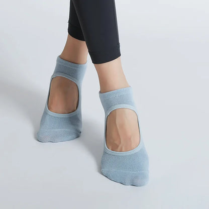 Yoga Socks Women Professional Pilates Socks Anti-Slip Breathable Backless Ankle Ladies Ballet Dance Sports Socks for Fitness Gym