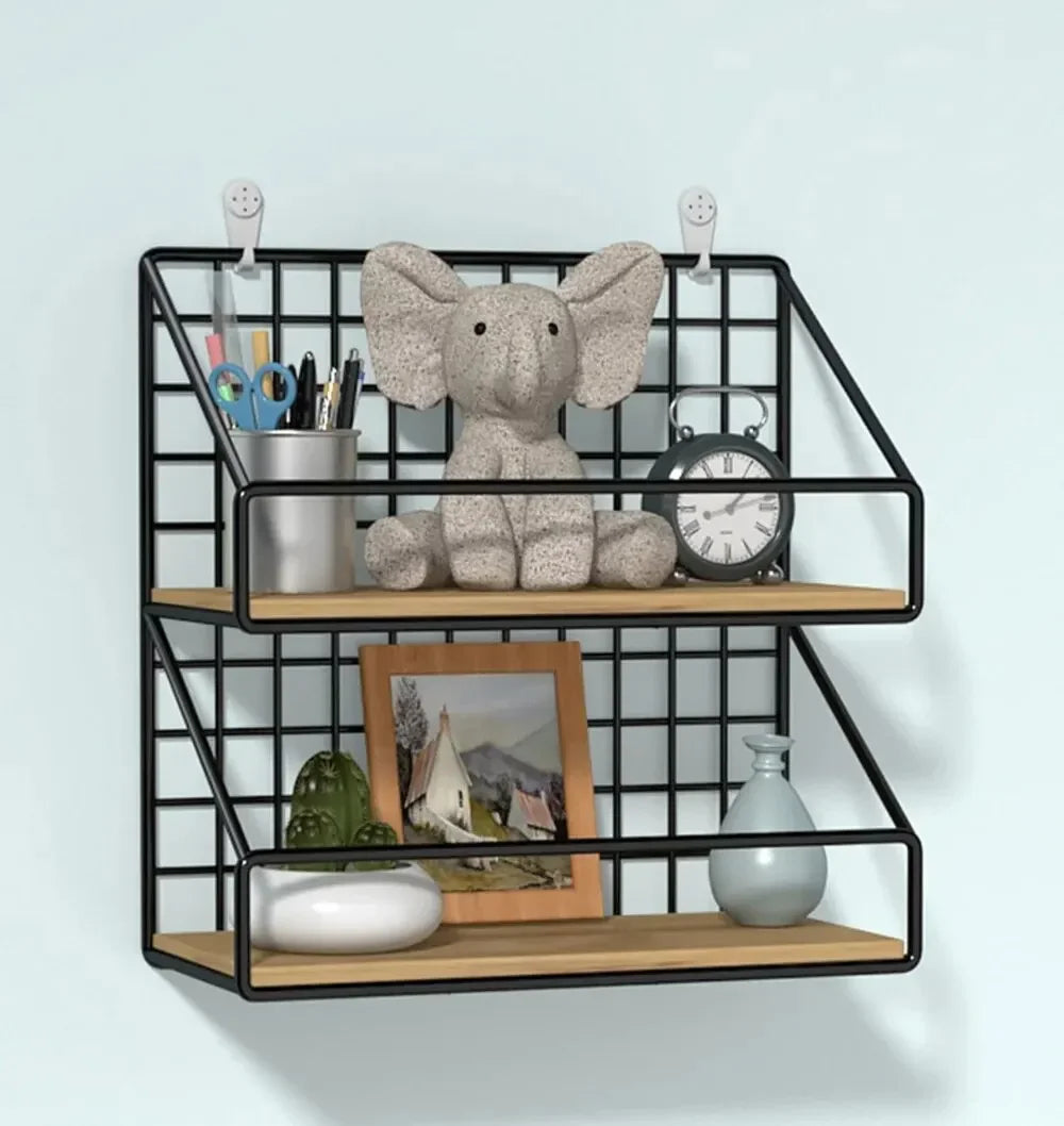 Creative Wall Mounted Shelves, Bedroom Iron Wall Hanging Storage Racks, Storage Baskets, Hanging Shelf, Home Organization