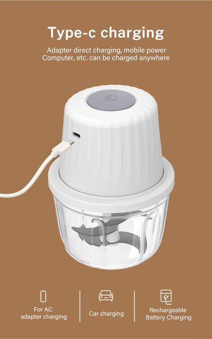 DEEWAZ 250ml/400ml Electric Garlic Masher Mini Chopper Multi Function Meat Grinder Masher Machine Vegetable Chopper Usb Charging