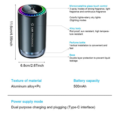 Caer Car Electric Air Diffuser Smart Aroma Mist Aromatherapy Starry Sky Top Air Freshener Removing Odor Eliminator Interior Tool