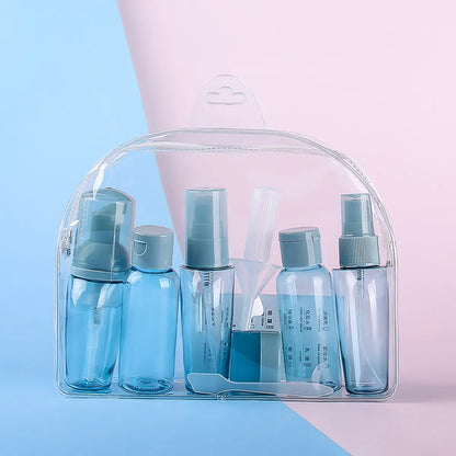 10pcs Travel Bottles Toiletry Kit Leak Proof Portable Set, Red Clear Flight Size Cosmetic Containers for Lotion,Shampoo