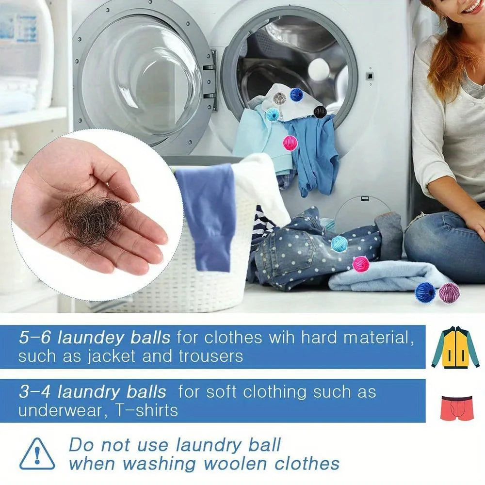 6PCS Pet Hair Remover for Laundry Lint Remover Washing Balls Reusable Dryer Nylon Balls Dogs Cats Hair Lint Remover for Laundry