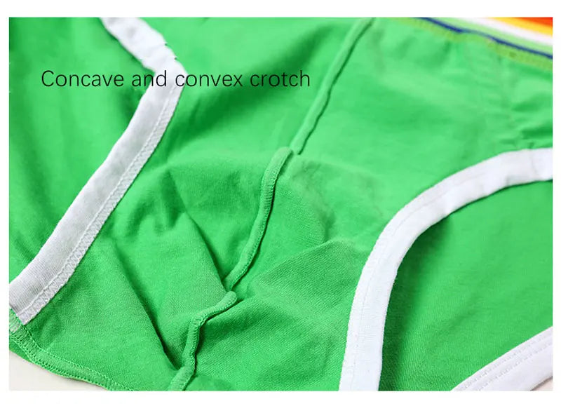 Sexy Mens Underwear Rainbow Belt Briefs Fashion Cotton Panties Youth Breathable Underwear Briefs Low Waist Underpants For Male