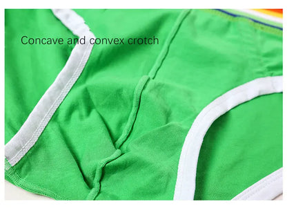 Sexy Mens Underwear Rainbow Belt Briefs Fashion Cotton Panties Youth Breathable Underwear Briefs Low Waist Underpants For Male