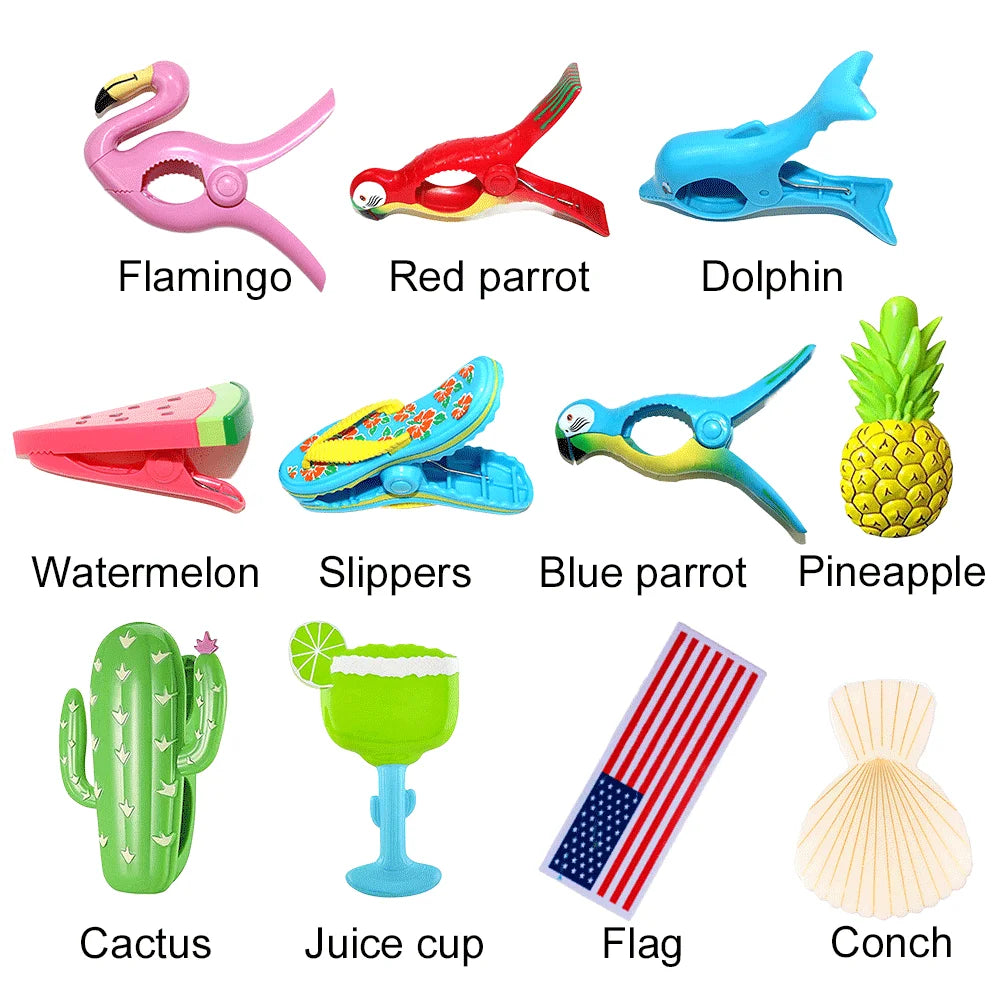 1/2PCS Cute Plastic Beach Towels Clips Large Drying Rack Retaining Clip Windproof Clothes Pegs Pins Animal Decorative Clothespin