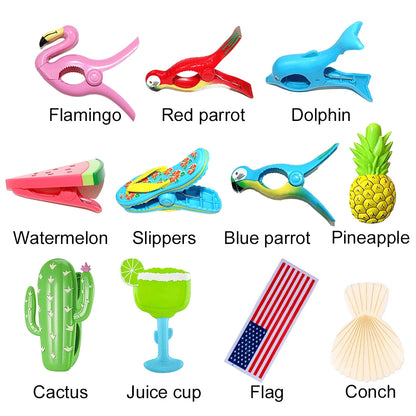 1/2PCS Cute Plastic Beach Towels Clips Large Drying Rack Retaining Clip Windproof Clothes Pegs Pins Animal Decorative Clothespin