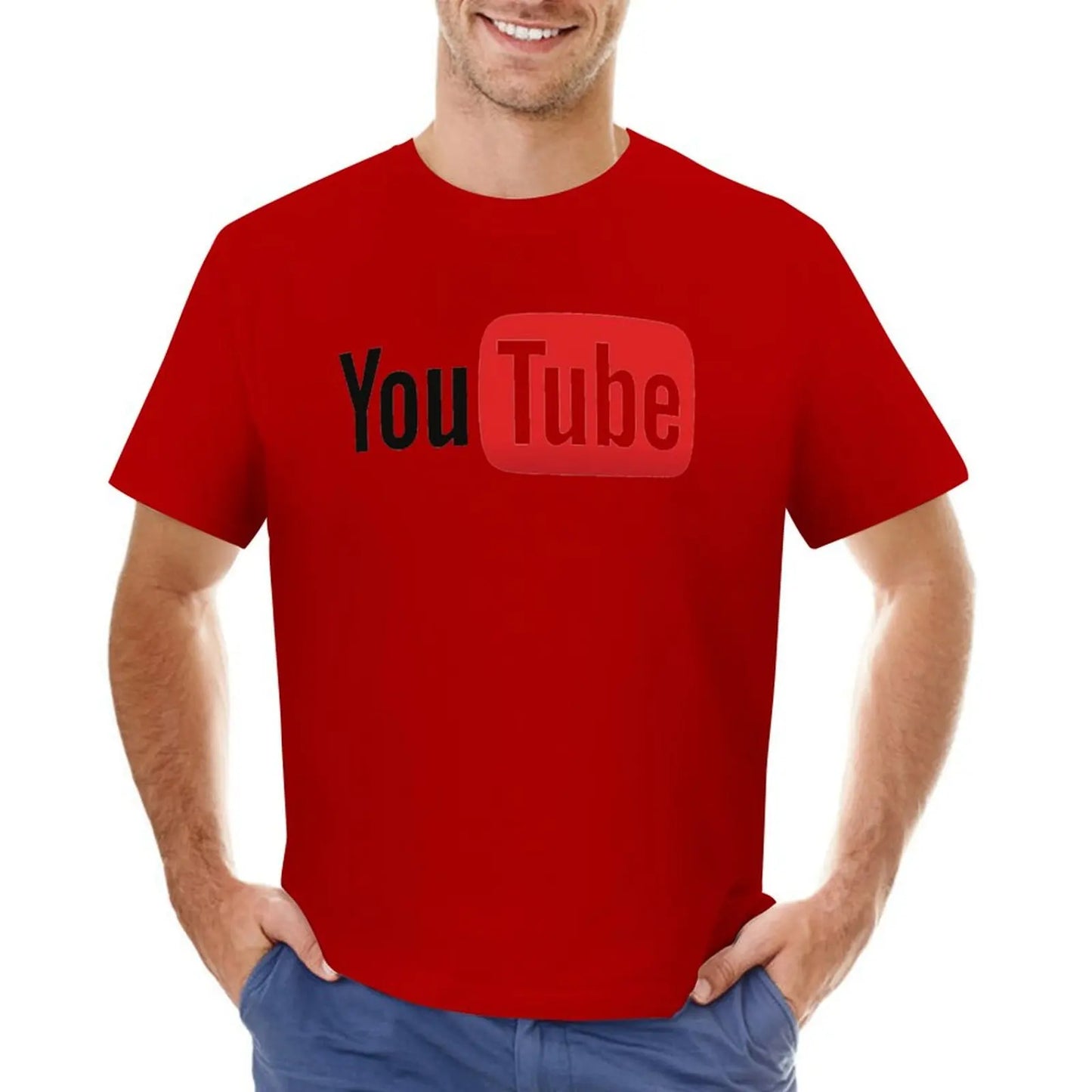 Mens T-Shirt YouTube Logo T-Shirts Fashion Video Website Summer Tees Y2K Fun Design 100% Cotton Clothes Plus Size