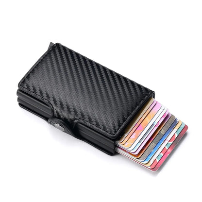 Anti Rfid Blocking Men Wallets with Custom Name Carbon Fiber Mini Wallet Large Capacity Card Holders Small Money Bag Male Purses